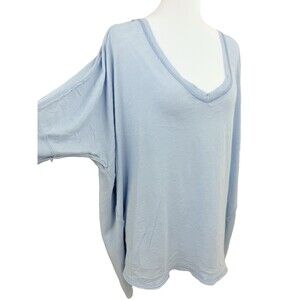 Free People We The Free Top Womens Light Blue XS V-Neck 3/4 Sleeve Oversized